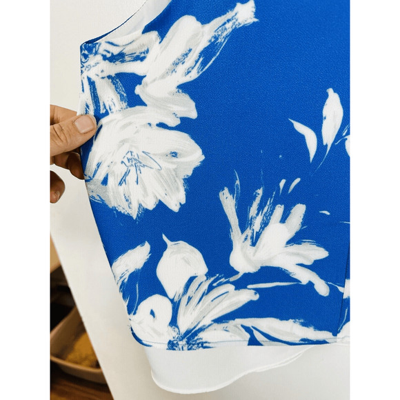 Lucy Paris blue floral swing top Sleeveless‎ Lined Woman’s Medium GUC - Picture 11 of 11